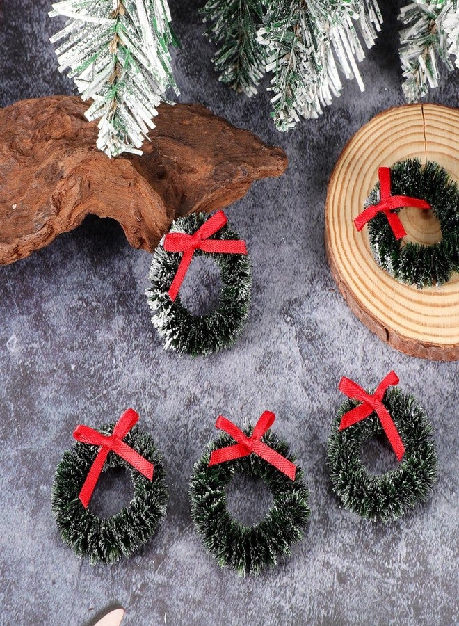 Garneck 20pcs Mini Christmas Wreath Ornaments 1.57'' Green Miniature Xmas Wreaths Christmas Miniatures for Dollhouse Crafts Hanging Xmas Decorations - Image 5